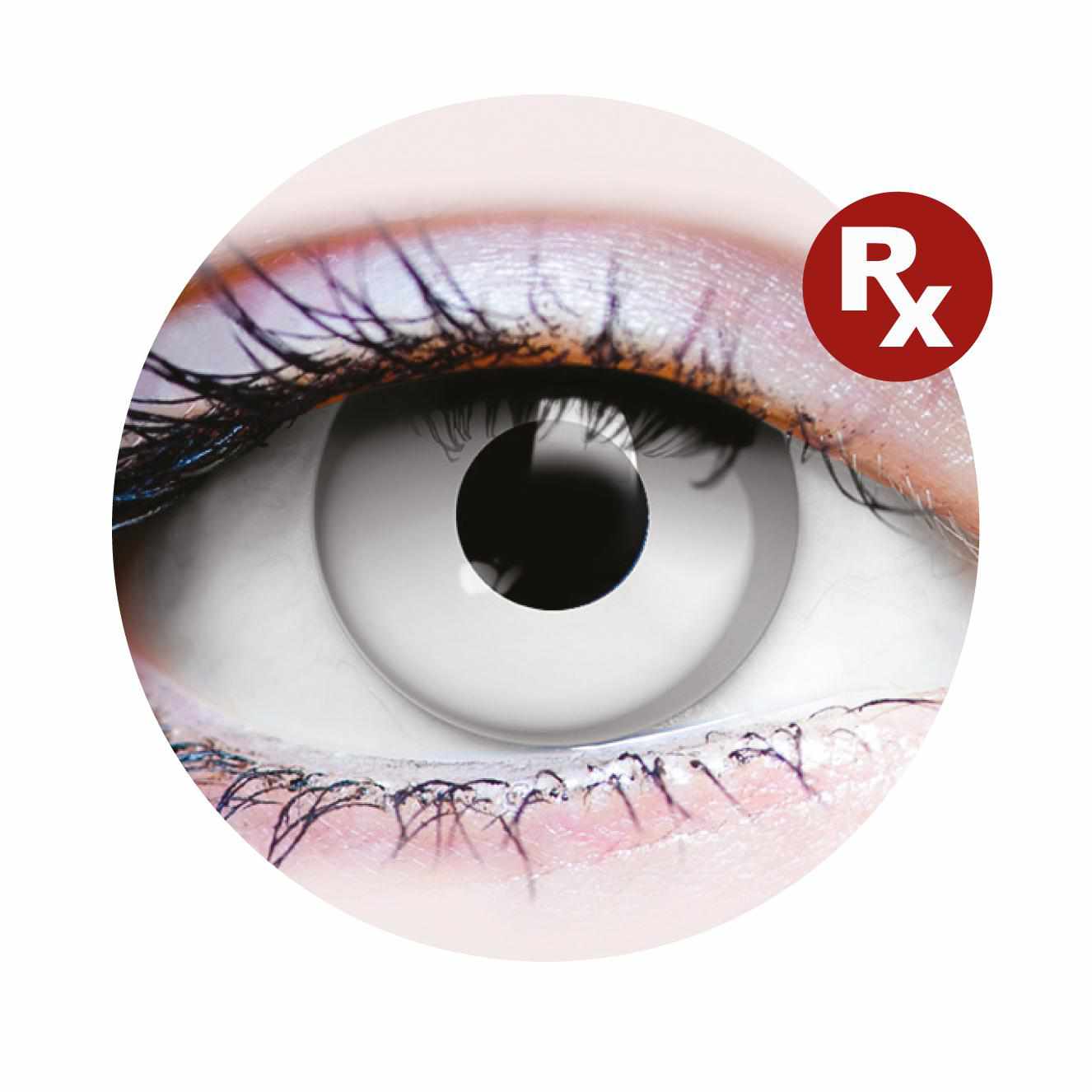 White Colored contact lenses, Halloween Cosplay, color contacts, krazy lens, fancy lens, circle lens.