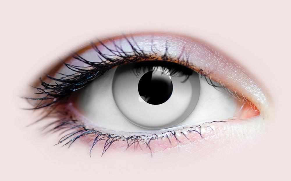 White Colored contact lenses, Halloween Cosplay, color contacts, krazy lens, fancy lens, circle lens.