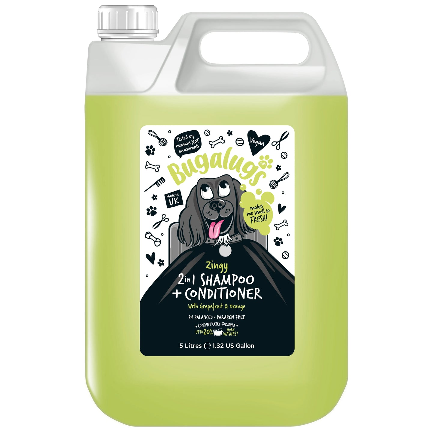 Bugalugs Zingy 2 in 1 Dog Shampoo & Conditioner 5 Litre