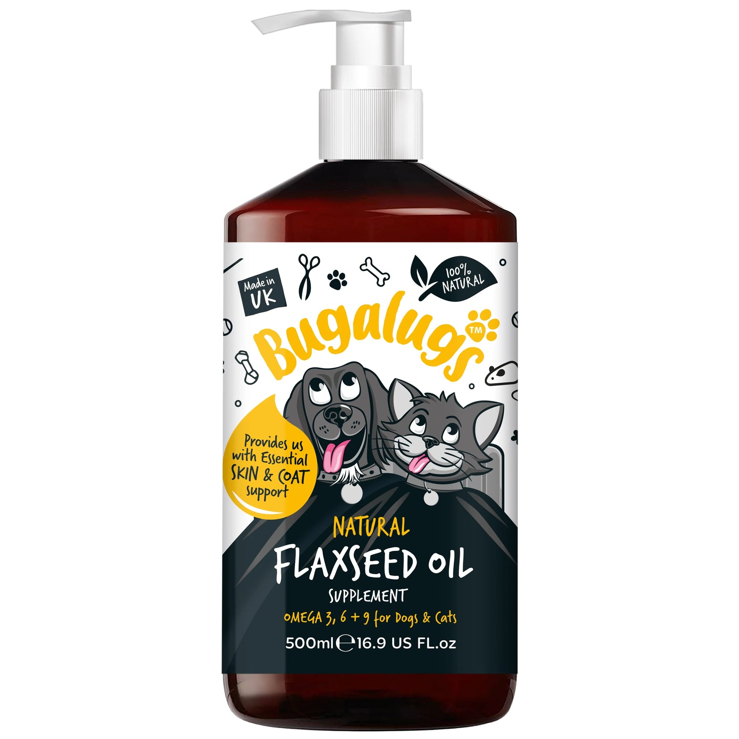 Bugalugs Flaxseed Oil 500ml for Dogs & Cats