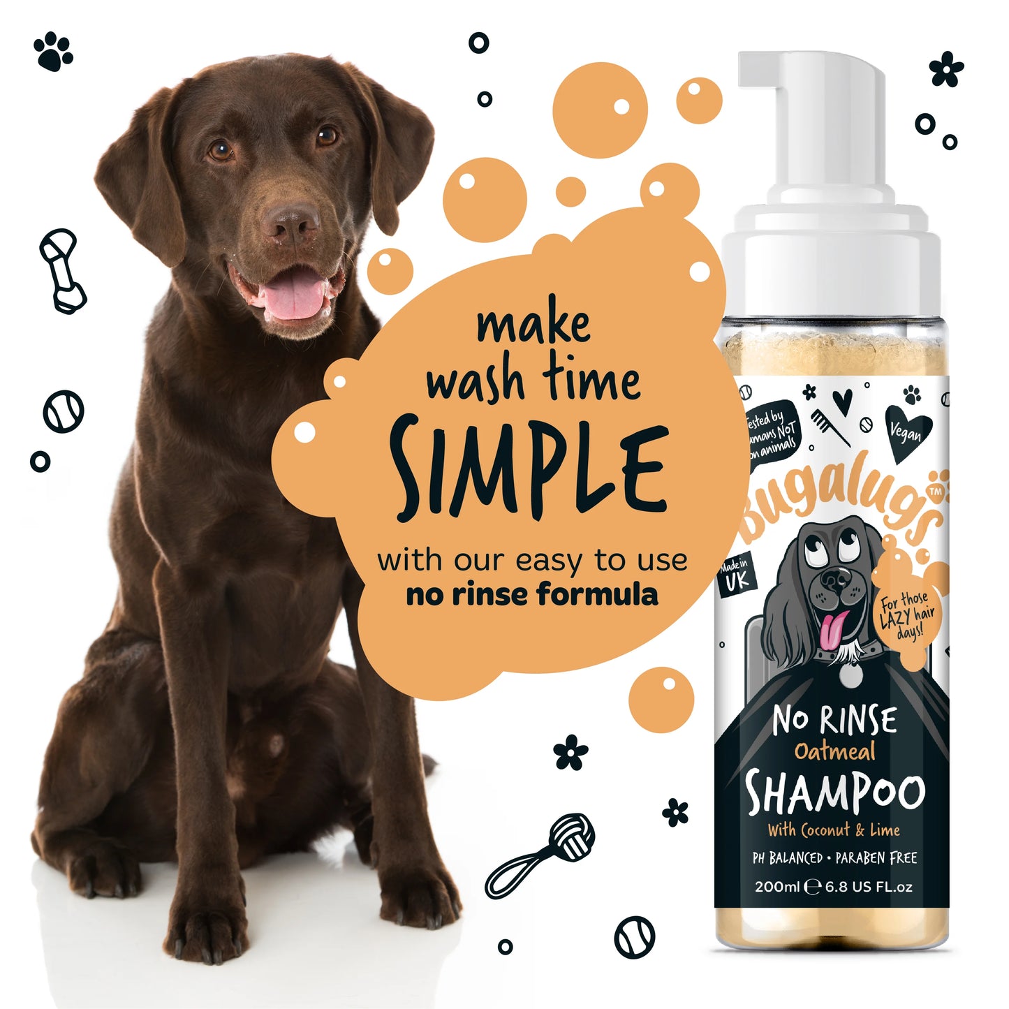 Bugalugs No Rinse Shampoo Oatmeal 200ml