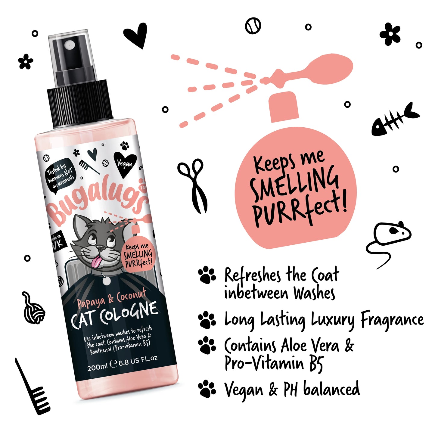 Bugalugs Papaya & Coconut Cat Cologne 200ml