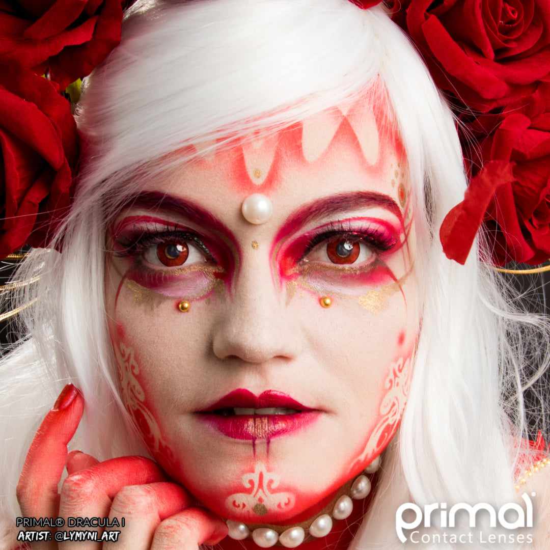 Red Colored contact lenses, Halloween Cosplay, color contacts, krazy lens, fancy lens, circle lens.