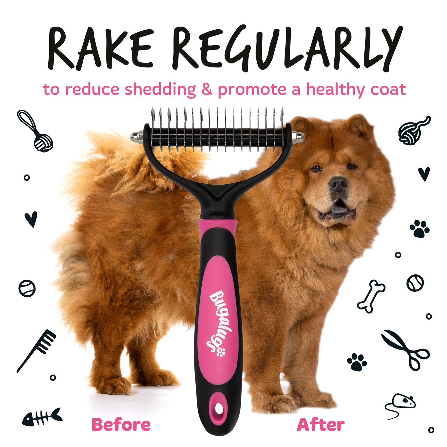 Bugalugs Pet Dematting Rake for Dogs & Cats