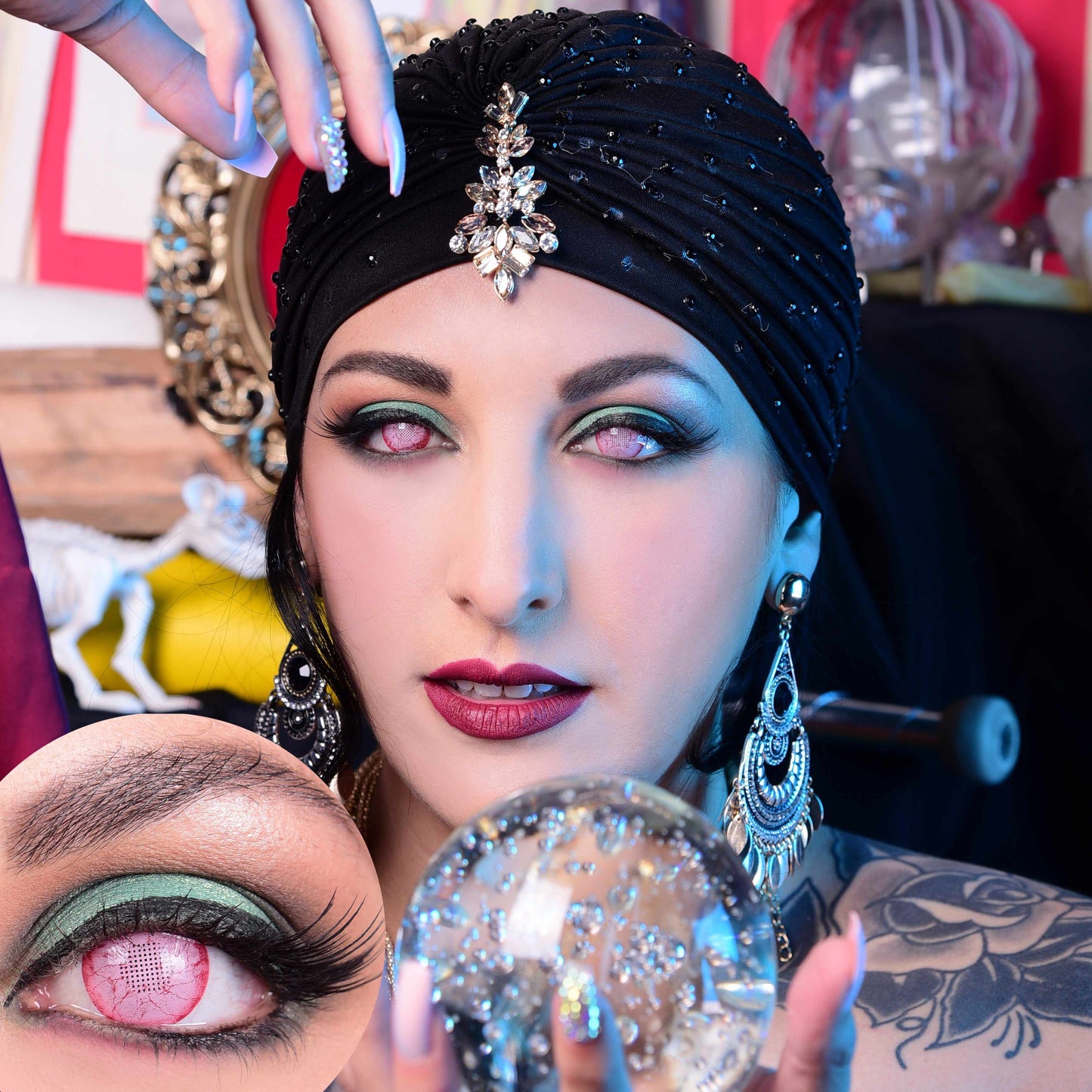 Pink Colored contact lenses, Halloween Cosplay, color contacts, krazy lens, fancy lens, circle lens.