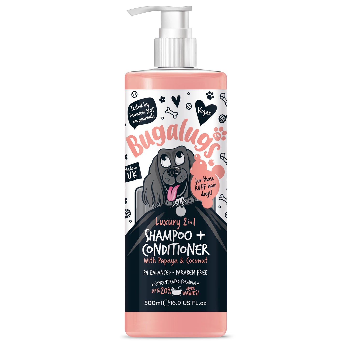 Bugalugs 2 in 1 Papaya & Coconut Dog Shampoo 500ml
