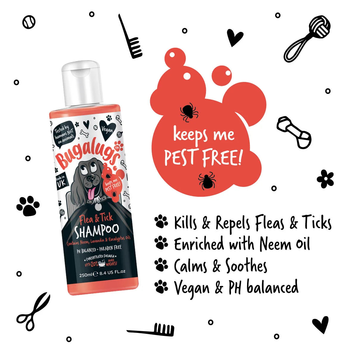 Bugalugs Flea & Tick Dog Shampoo 250ml