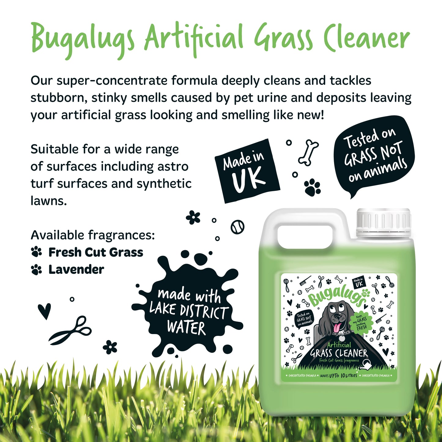 Bugalugs Artificial Grass Cleaner (Cut Grass Fragrance) 1 Litre