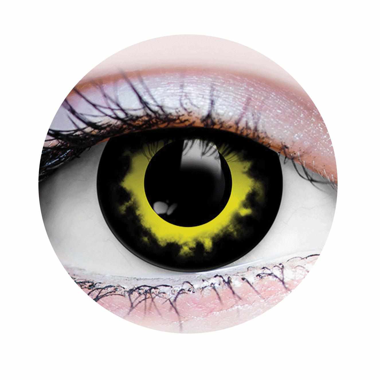 Yellow, Black Colored contact lenses, Halloween Cosplay color contacts, krazy lens, fancy lens, circle lens