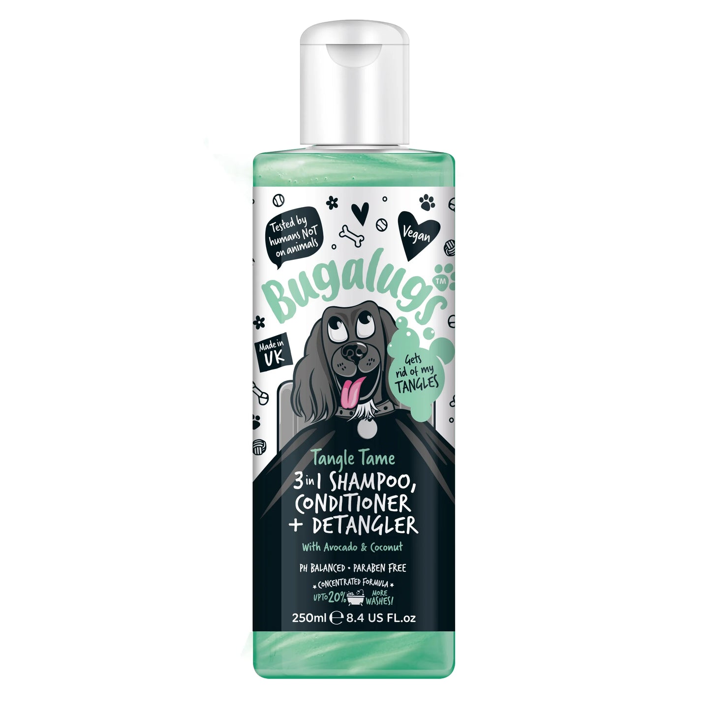 Bugalugs 3 in 1 Tangle Tame Dog Shampoo, Conditioner & Detangler 250ml