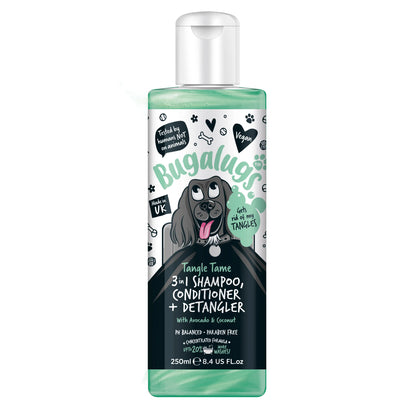 Bugalugs 3 in 1 Tangle Tame Dog Shampoo, Conditioner & Detangler 250ml