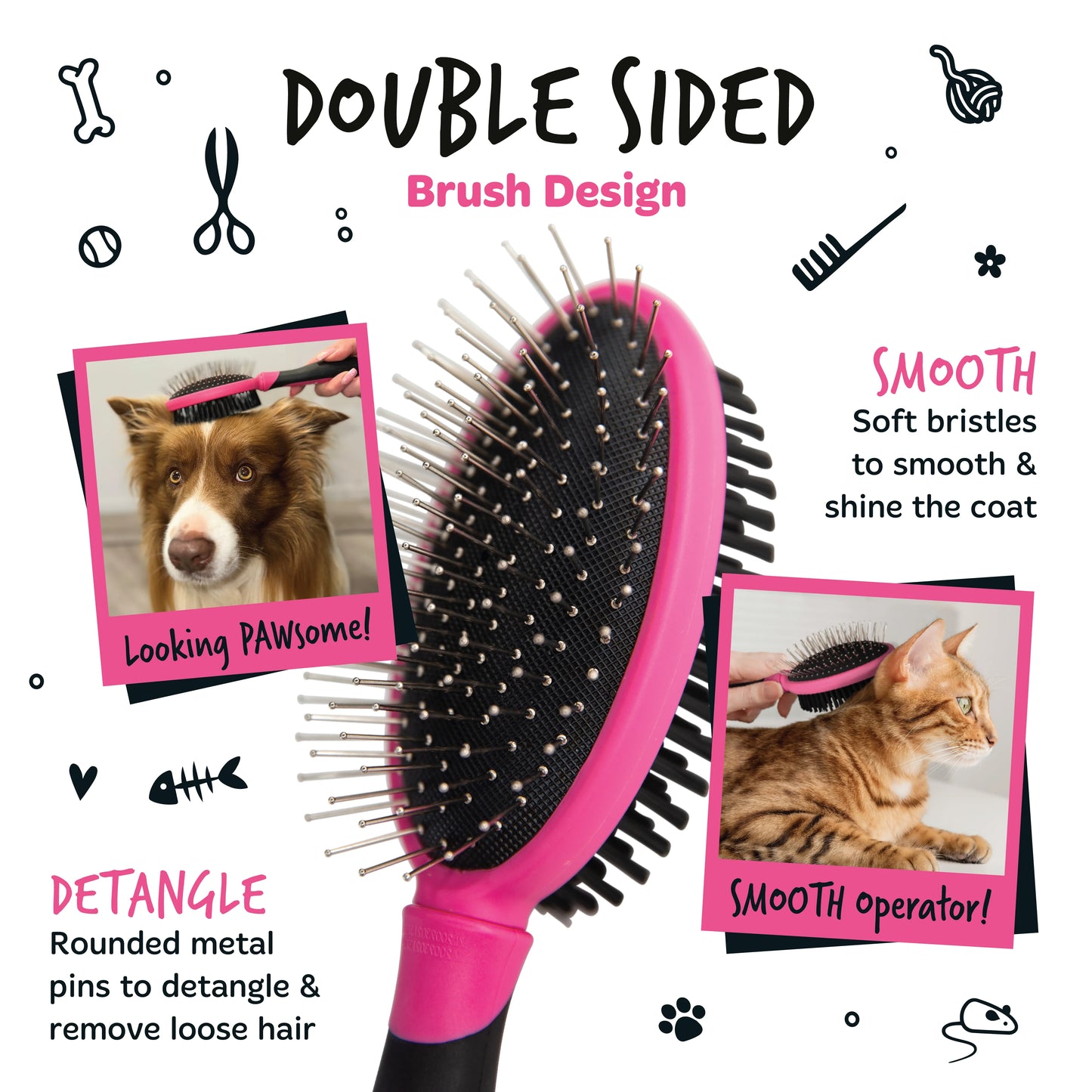 Bugalugs Pet 2 IN 1 Brush for Dogs & Cats