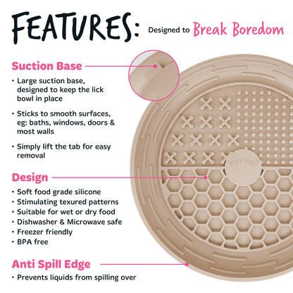 Bugalugs Lick Bowl for Dogs & Cats (Beige)
