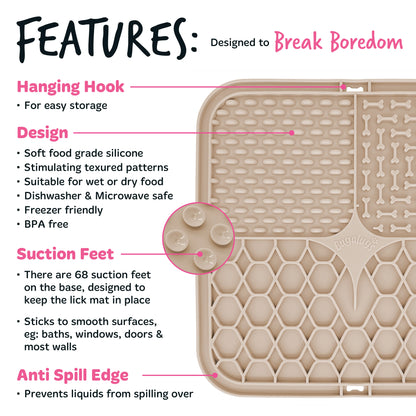 Bugalugs Lick Mat for Dogs & Cats (Beige)