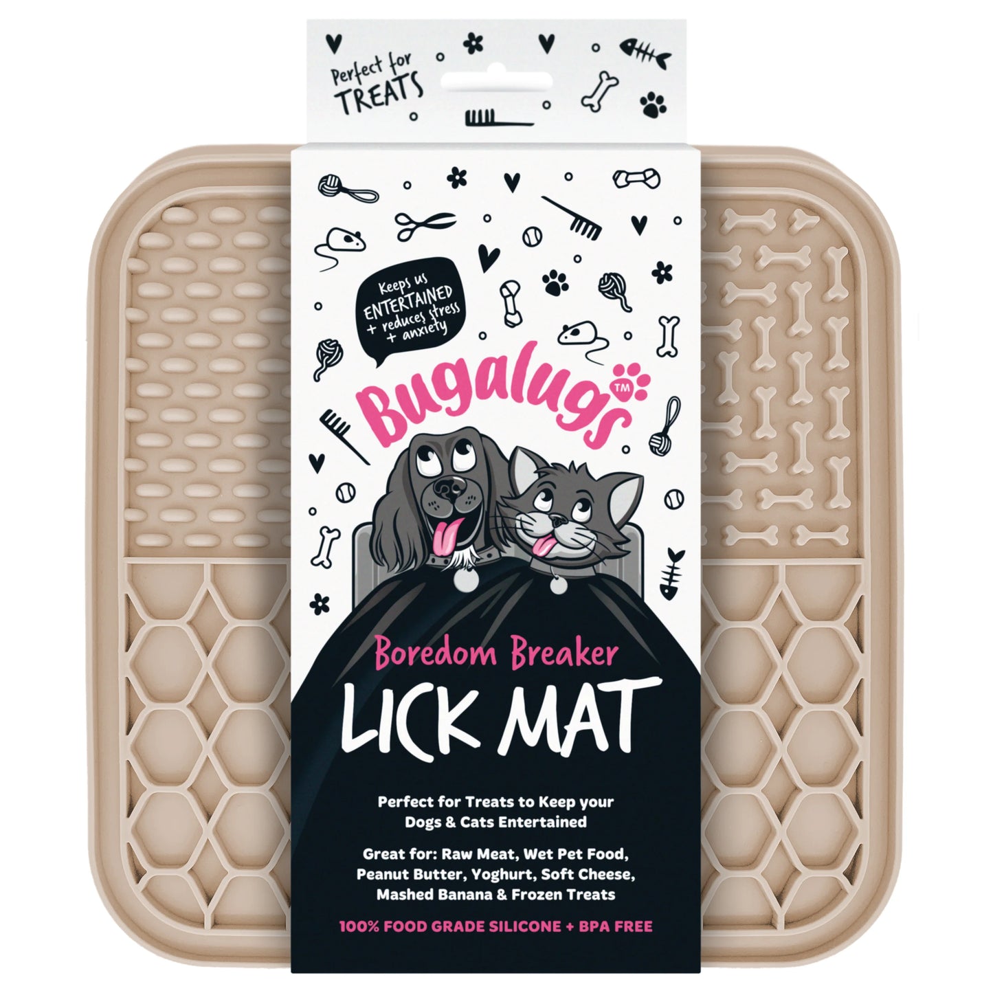 Bugalugs Lick Mat for Dogs & Cats (Beige)
