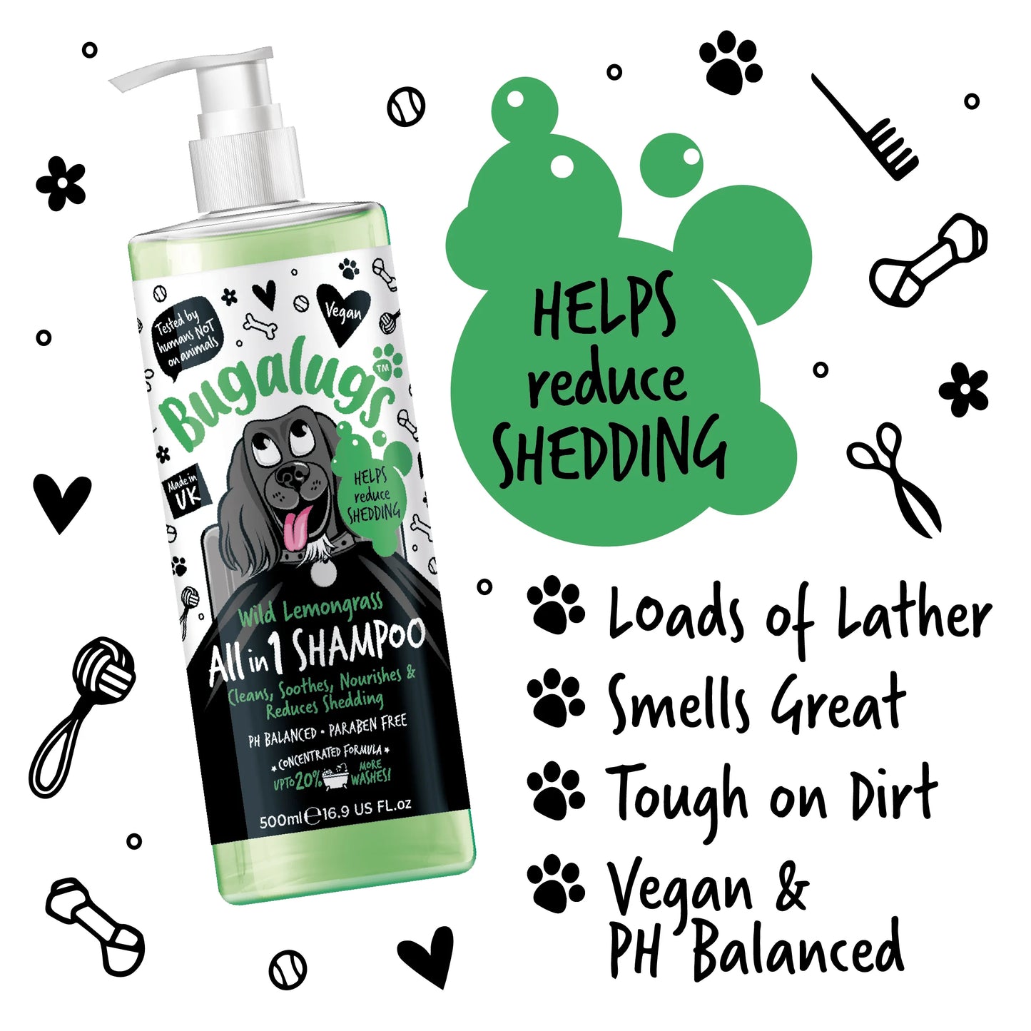 Bugalugs All in 1 (Wild Lemongrass) Dog Shampoo 500ml