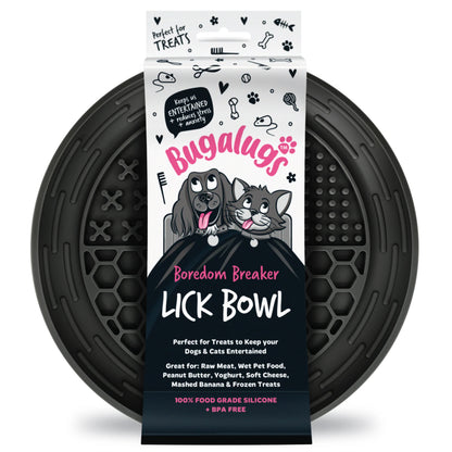Bugalugs Lick Bowl for Dogs & Cats (Black)