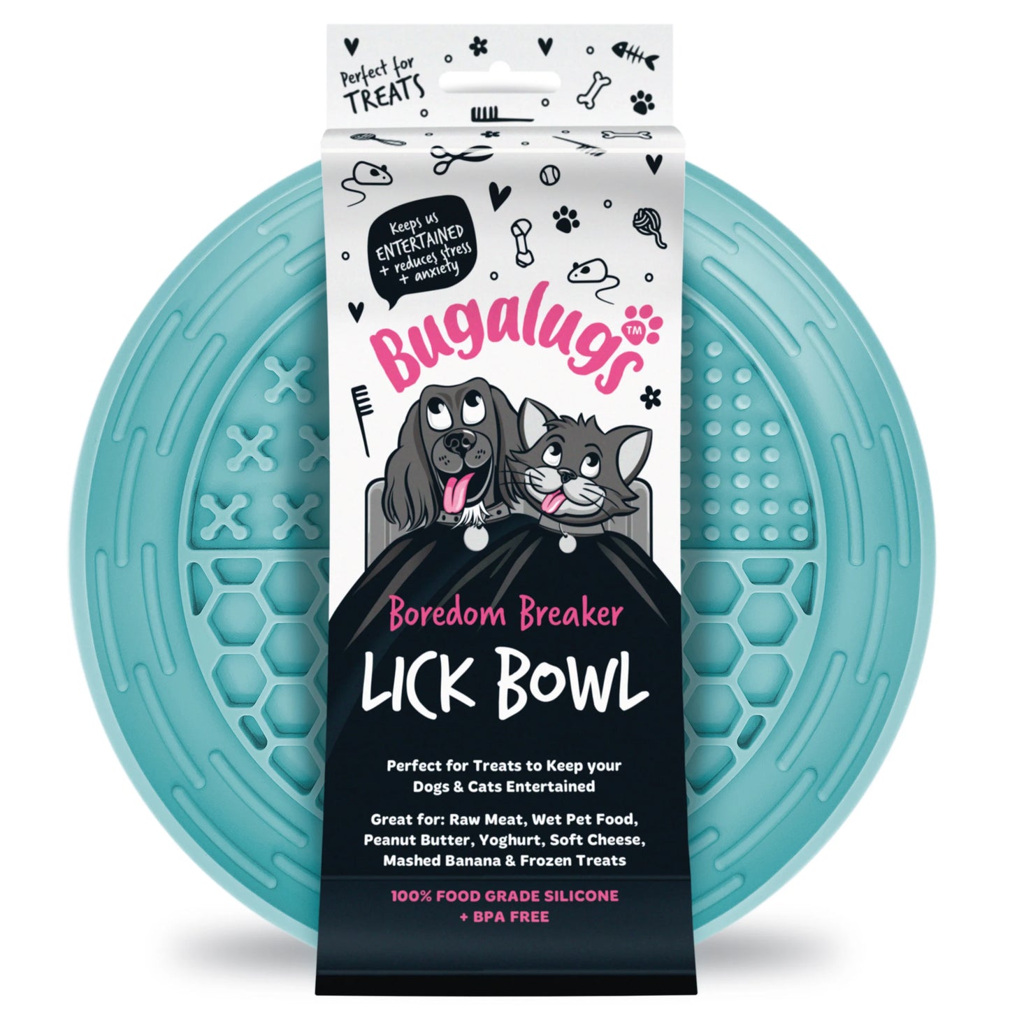 Bugalugs Lick Bowl for Dogs & Cats (Blue)