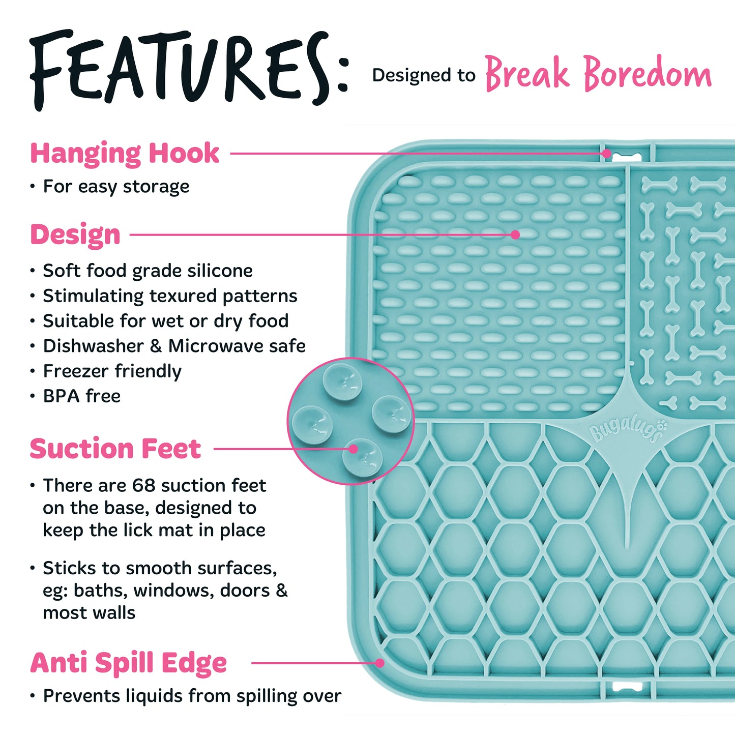 Bugalugs Lick Mat for Dogs & Cats (Blue)