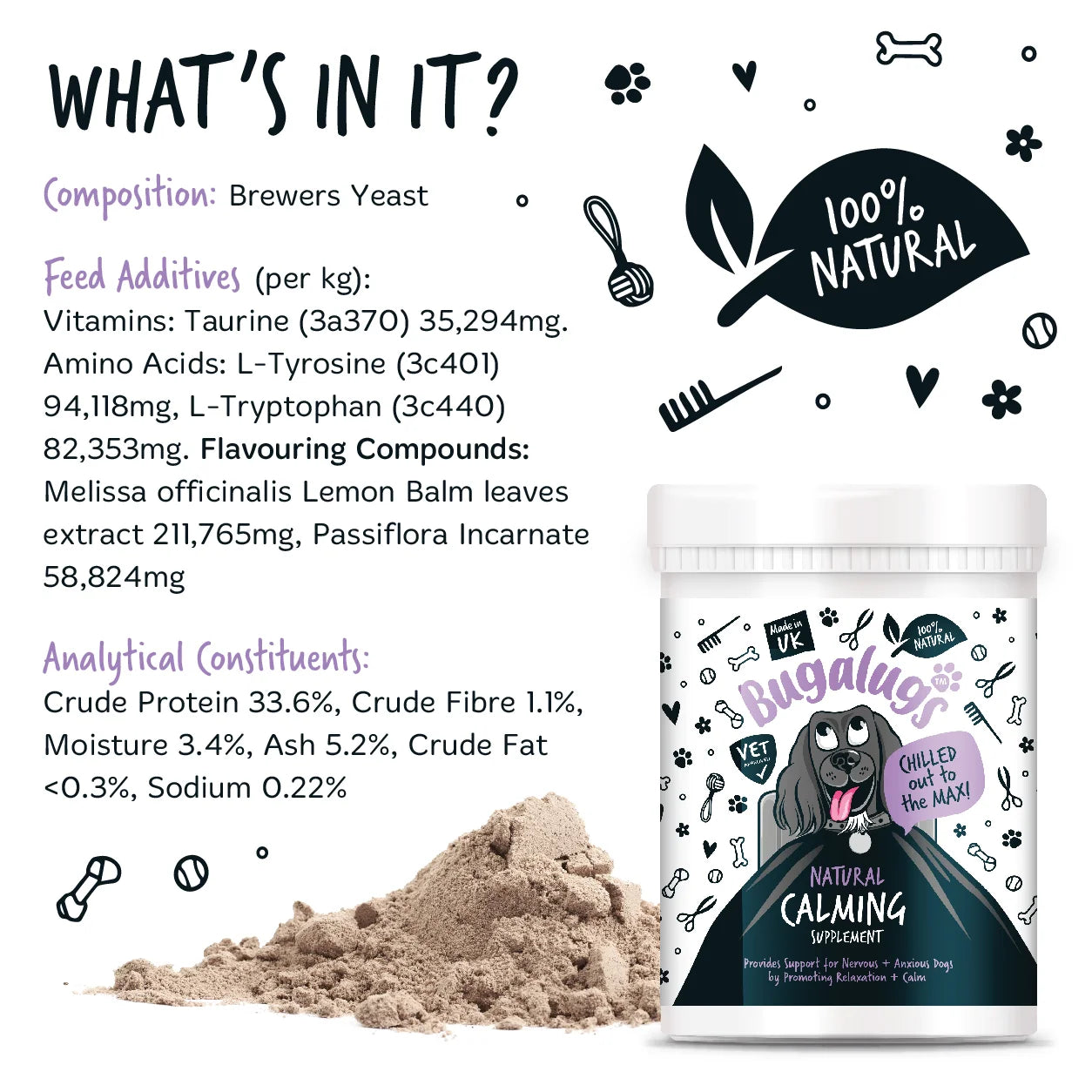 Bugalugs Calming Powder Supplement with spoon 200g