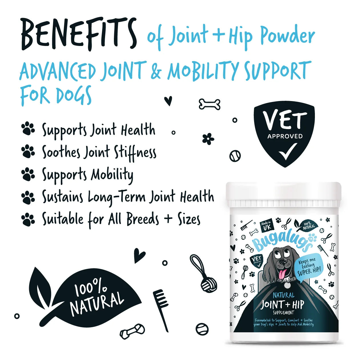 Bugalugs Joint & Hip Powder Supplement 200g for Dogs