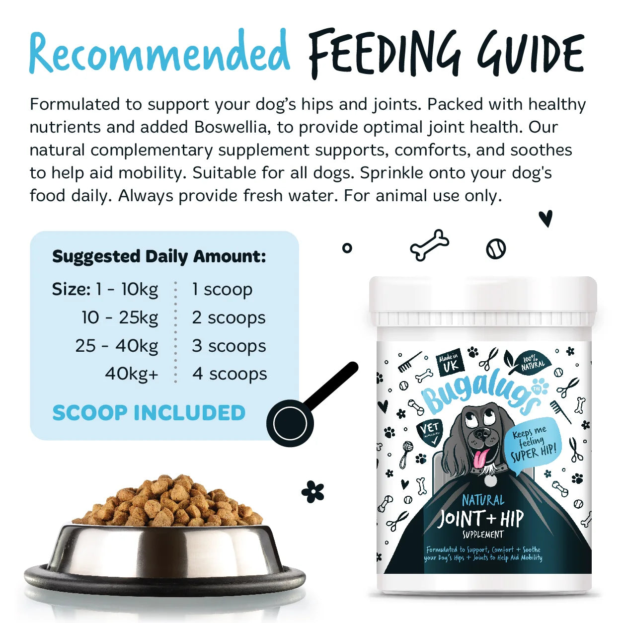 Bugalugs Joint & Hip Powder Supplement 200g for Dogs