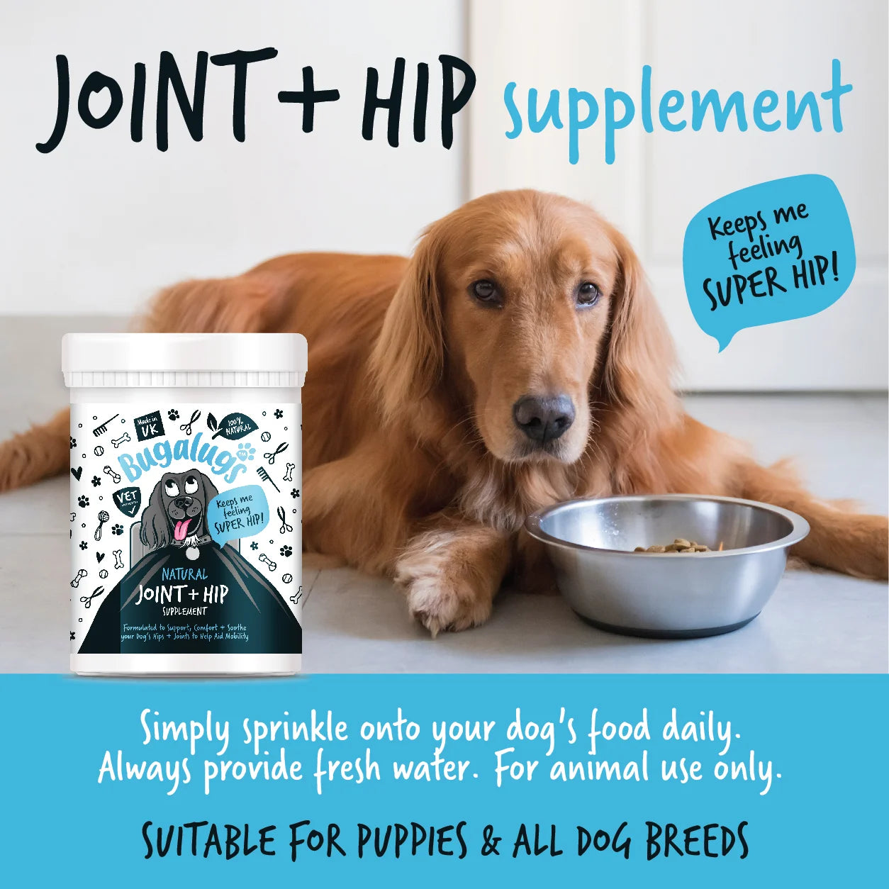 Bugalugs Joint & Hip Powder Supplement 200g for Dogs