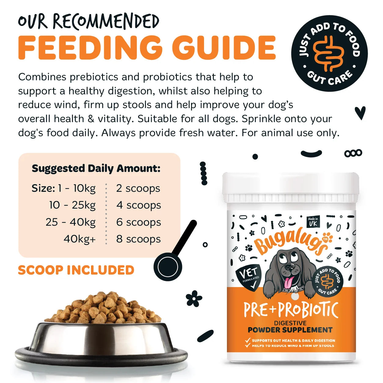 Bugalugs Pre & Probiotic Digestive Powder Supplement 200g for Dogs