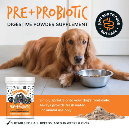 Bugalugs Pre & Probiotic Digestive Powder Supplement 200g for Dogs