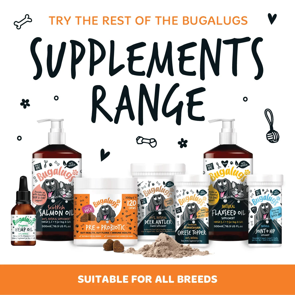 Bugalugs Pre & Probiotic Digestive Powder Supplement 200g for Dogs
