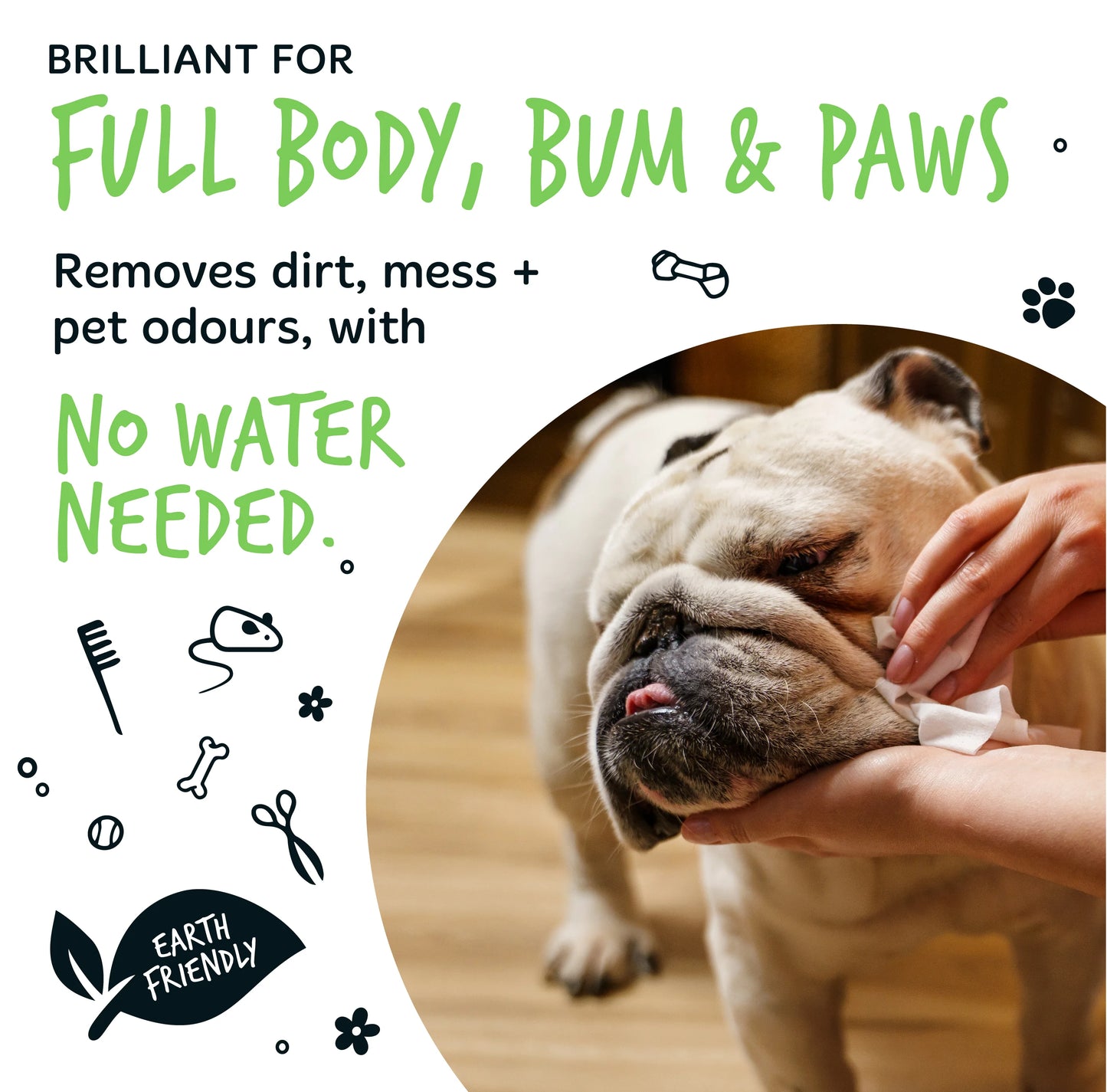 Bugalugs Biodegradable Pet Wipes (20 Large Plastic Free & plant based Wipes) Fragrance Free for Dogs & Cats