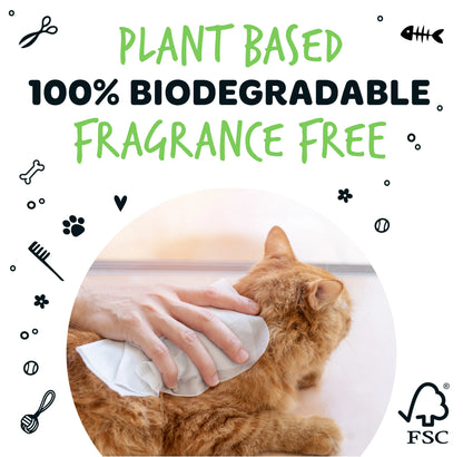 Bugalugs Biodegradable Pet Wipes (20 Large Plastic Free & plant based Wipes) Fragrance Free for Dogs & Cats