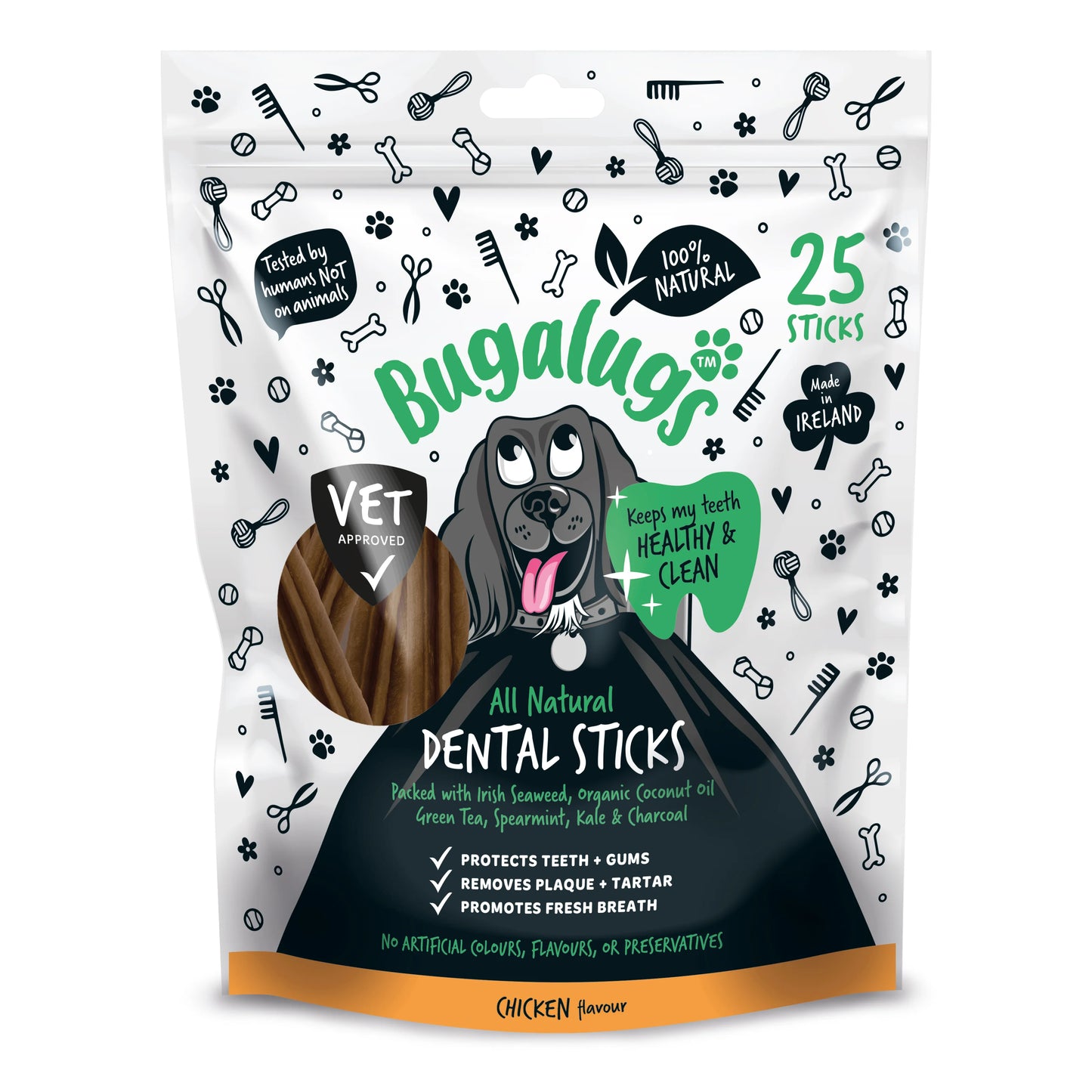 Bugalugs Dental Sticks, Chicken (Pack of 25) 500g bag