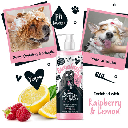 Bugalugs 3 in 1 Dog Shampoo, Conditioner & Detangler 500ml