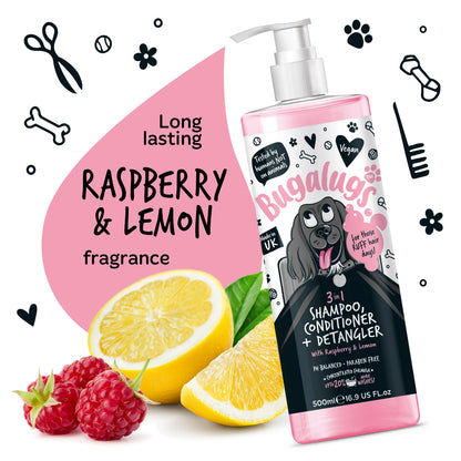 Bugalugs 3 in 1 Dog Shampoo, Conditioner & Detangler 500ml