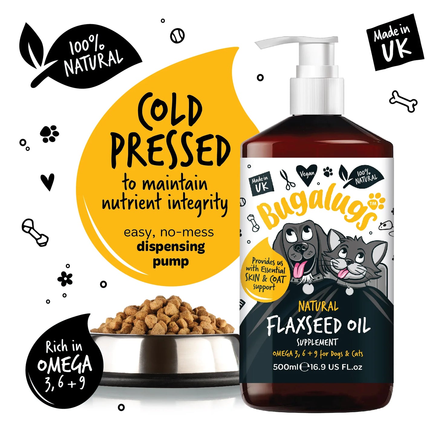 Bugalugs Flaxseed Oil 500ml for Dogs & Cats
