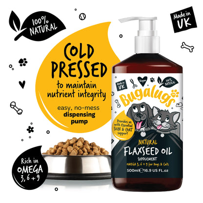 Bugalugs Flaxseed Oil 500ml for Dogs & Cats