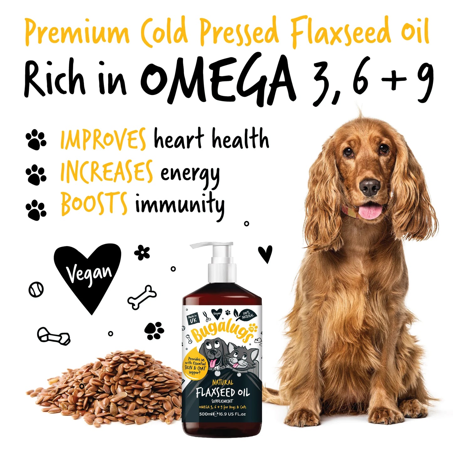 Bugalugs Flaxseed Oil 500ml for Dogs & Cats