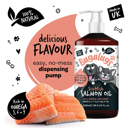 Bugalugs Scottish Salmon Oil 500ml for Dogs & Cats