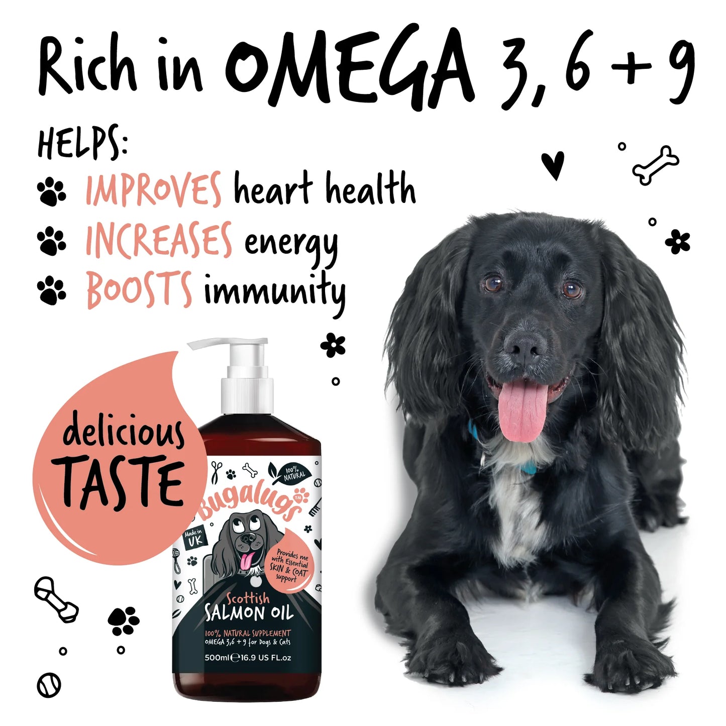 Bugalugs Scottish Salmon Oil 500ml for Dogs & Cats