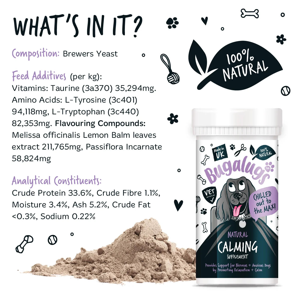 Bugalugs Calming Powder Supplement with spoon 80g