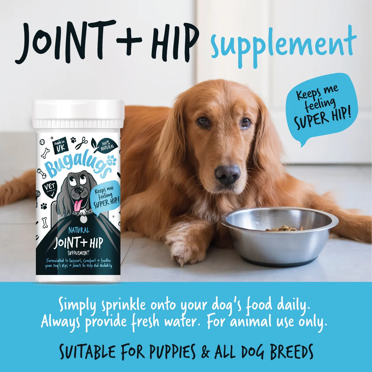 Bugalugs Joint & Hip Powder Supplement 80g for Dogs