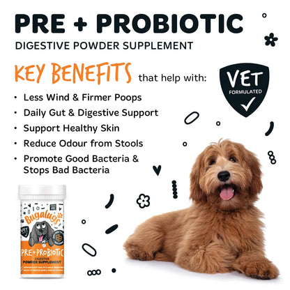 Bugalugs Pre & Probiotic Digestive Powder Supplement 80g for Dogs