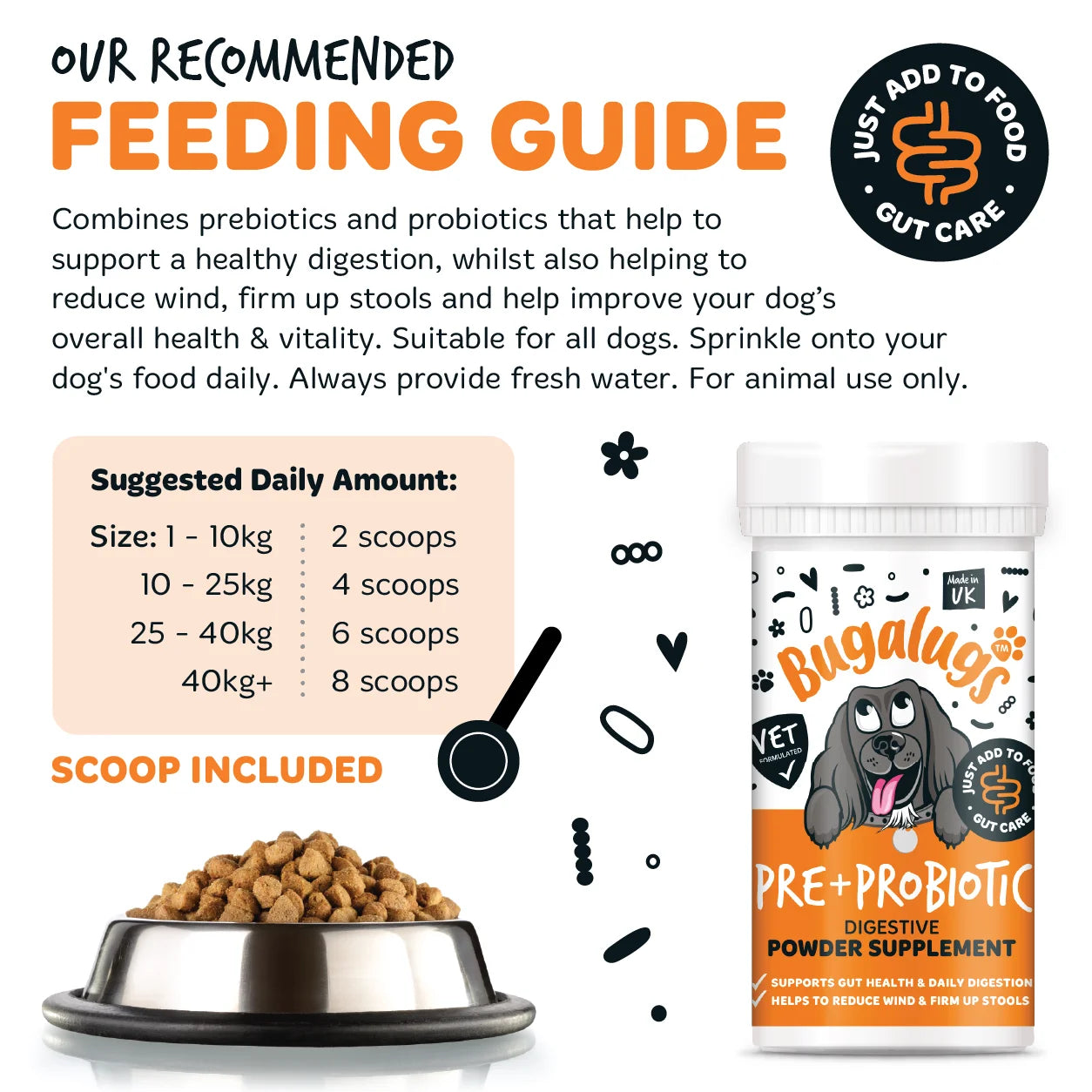 Bugalugs Pre & Probiotic Digestive Powder Supplement 80g for Dogs
