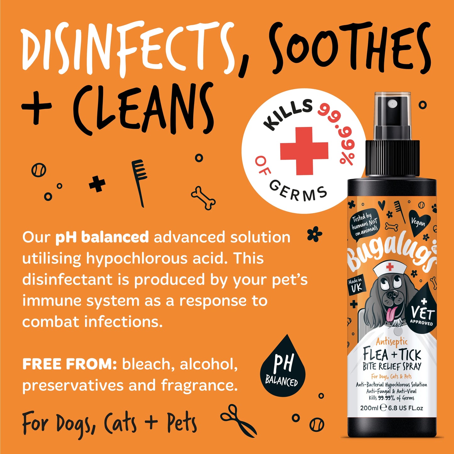 Bugalugs Antiseptic Flea & Tick Bite Relief 200ml