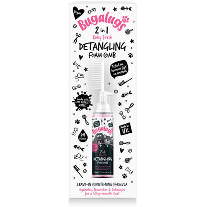 Bugalugs 2 in 1 Detangling Foam Comb For Dogs & Cats 200ml (Baby Fresh)
