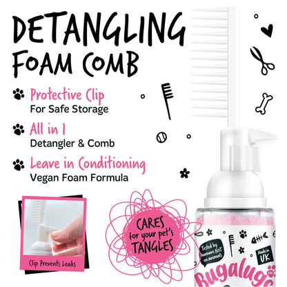 Bugalugs 2 in 1 Detangling Foam Comb For Dogs & Cats 200ml (Baby Fresh)