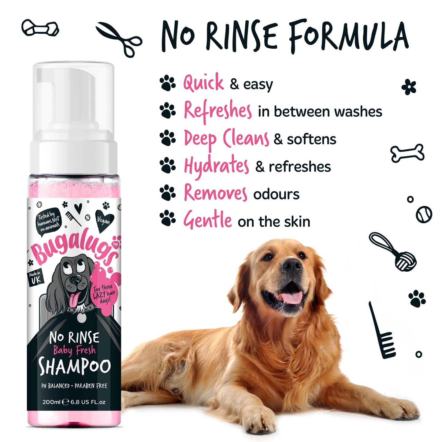 Bugalugs No Rinse Shampoo Baby Fresh 200ml