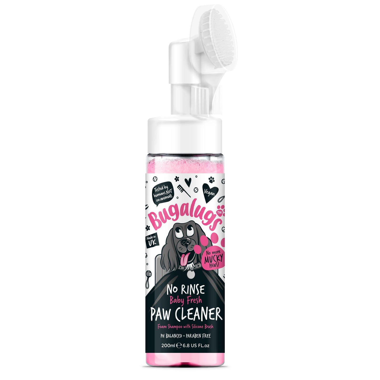 Bugalugs No Rinse Paw Cleaner Foam Shampoo 200ml - Baby Fresh