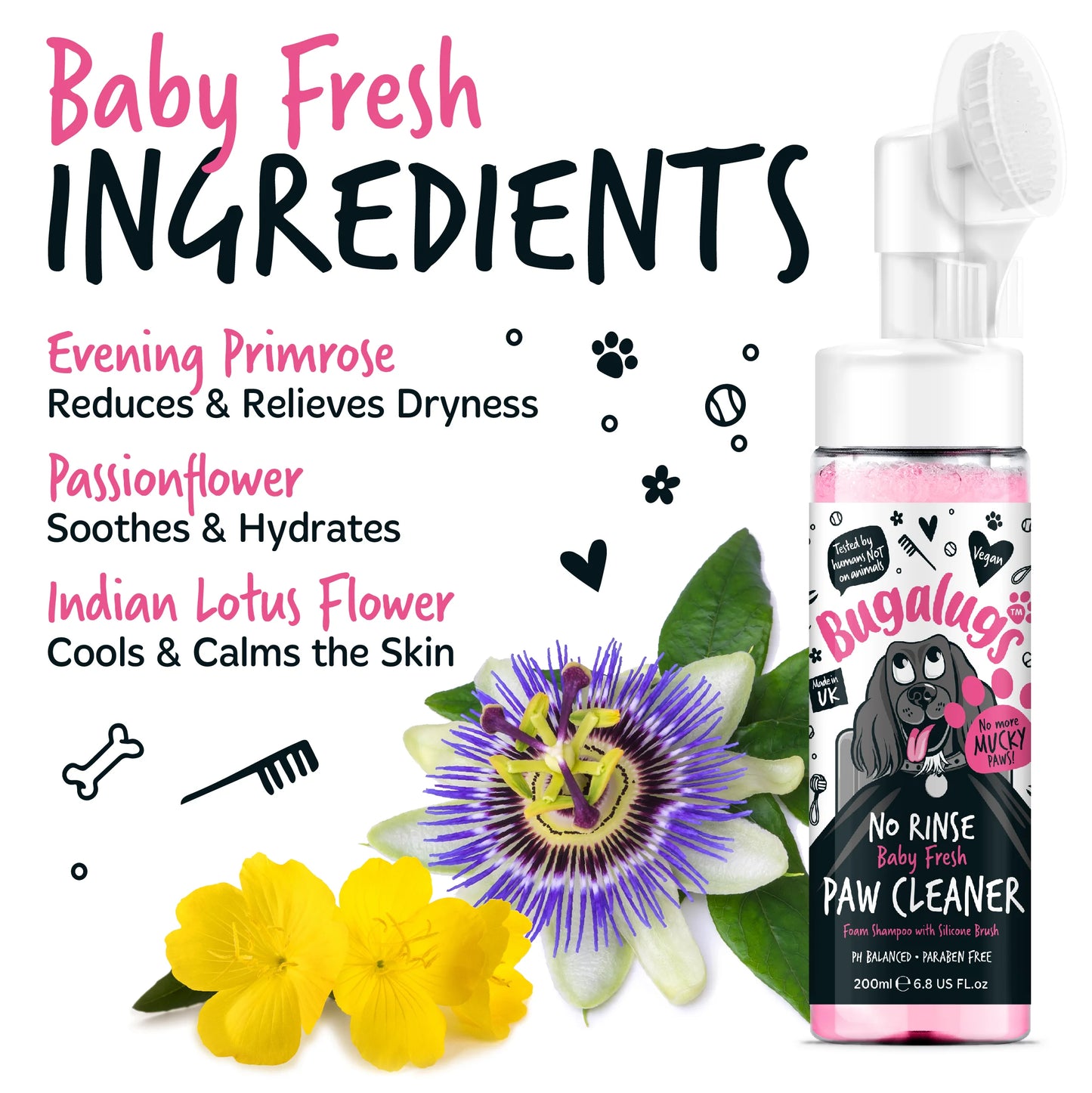 Bugalugs No Rinse Paw Cleaner Foam Shampoo 200ml - Baby Fresh